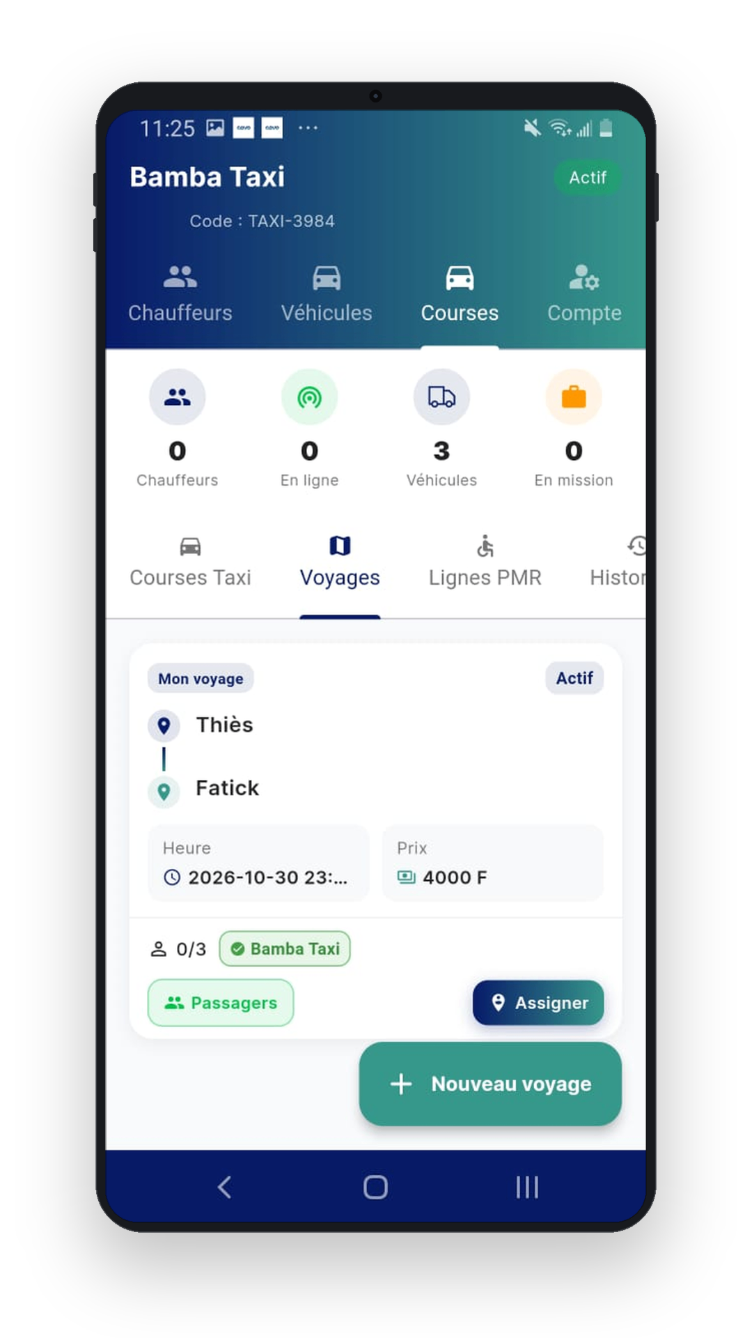Écran voyages COVO Business